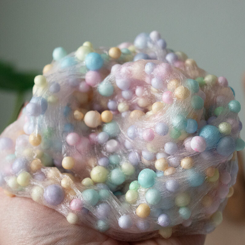 Pastel Fluffy Slime, Foam Beads Colorful