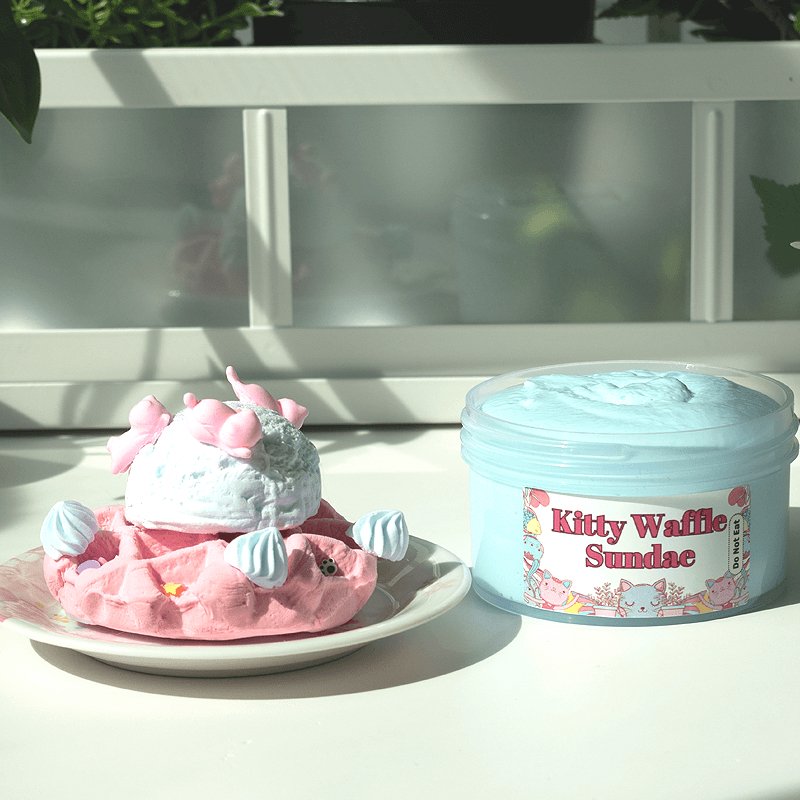 Kitty Waffle Sundae | DIY Clay Slime Kit - Mythical Mushbunny Slimes